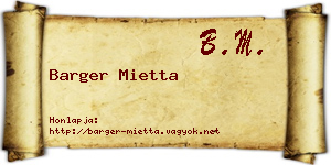 Barger Mietta névjegykártya